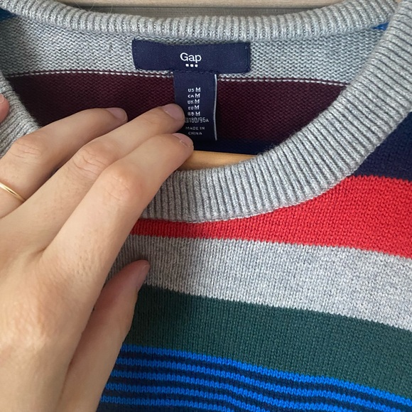 Gap Men’s Multicolor Stripe Crewneck Cotton Sweater - Picture 2 of 4